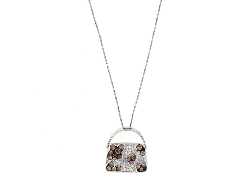 Mirabelle Rose 18k White Gold Purse Bag 0.98ct Diamond Pendant Charm
