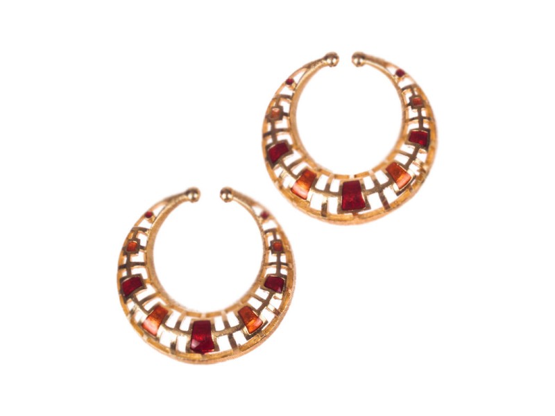 Givenchy Red Enamel Disc Earrings 