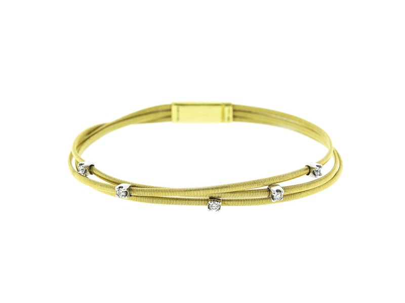 Marco Bicego 18k Yellow Gold and Diamond 3 Row Cable Bracelet