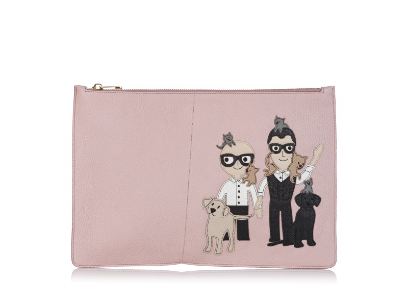 Dolce&Gabbana Family Patch Leather Clutch Bag
