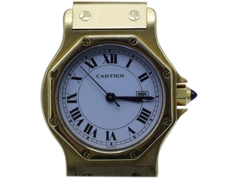 Cartier yellow Gold white dial Link Automatic Wristwatch