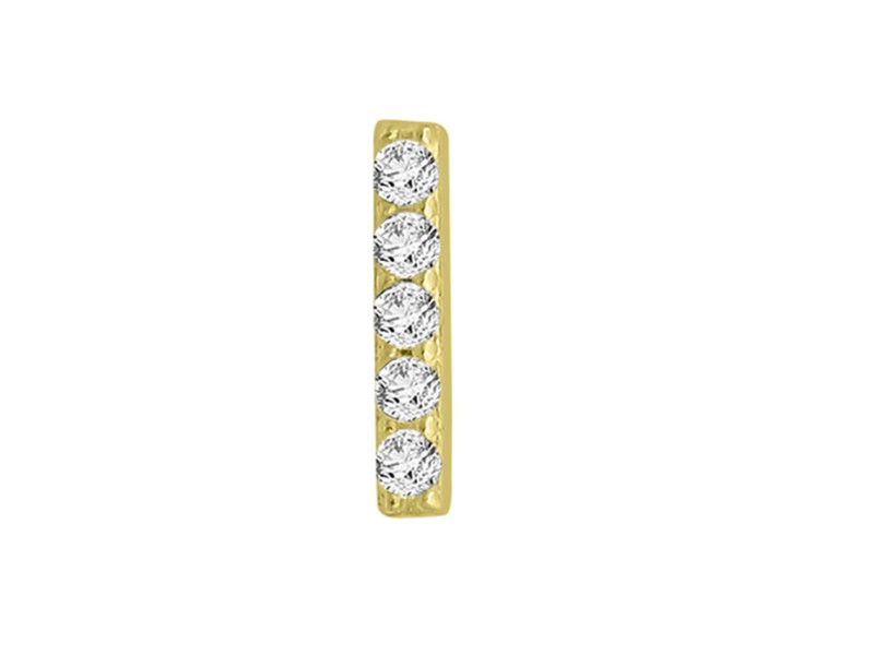 14k Yellow Gold Diamond Bar Single Earring