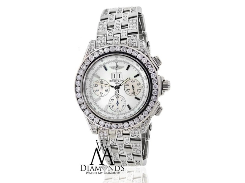 Breitling Crosswind Chronograph A44355 Stainless Steel Custom Diamond Watch