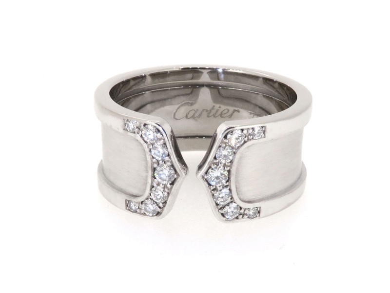 Cartier White 18k Gold De Double C Diamond Wedding Band Ring $4,800