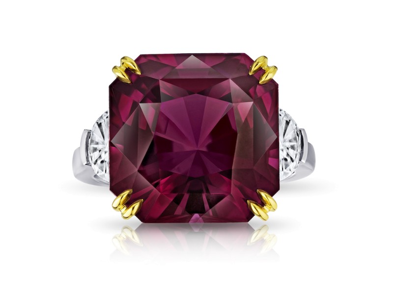 David Gross Radiant Purple Spinel and Diamond Ring