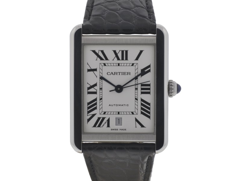 Cartier Tank Solo XL Stainless Steel and Leather Watch