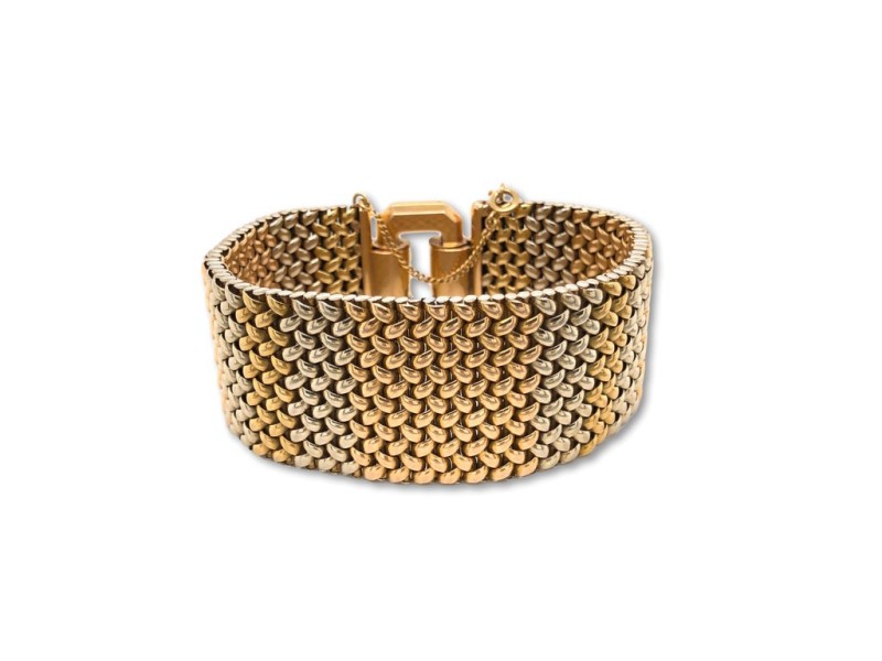 18 Karat Flexible Tri-Colored Gold Bracelet