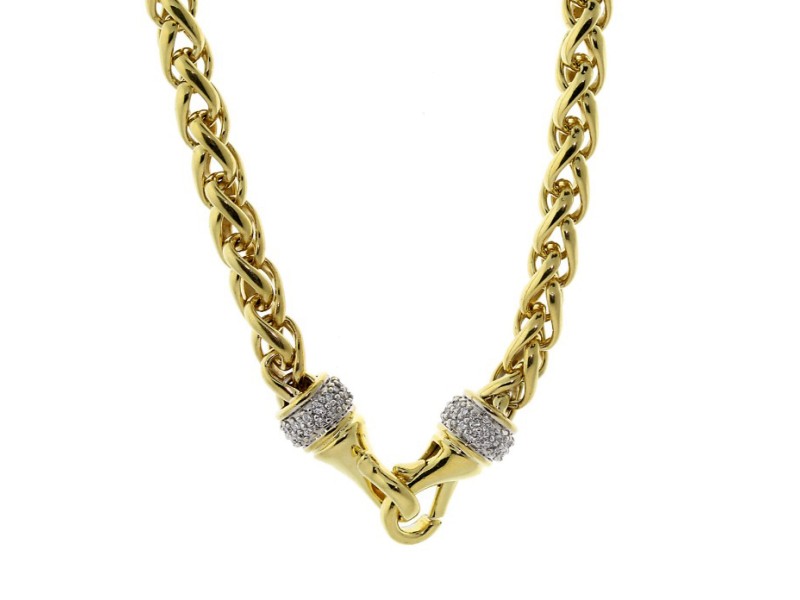 David Yurman Wheat Gold Chain With Diamonds