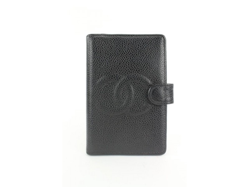 Chanel Black Caviar CC Logo Mini Agenda or Card Holder  8620613