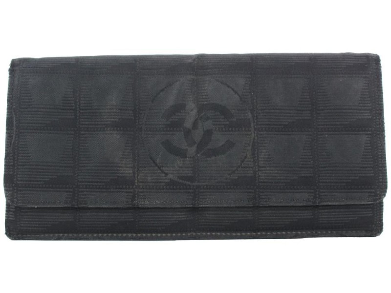 Chanel Black New Line Long Flap Wallet 71ccs126