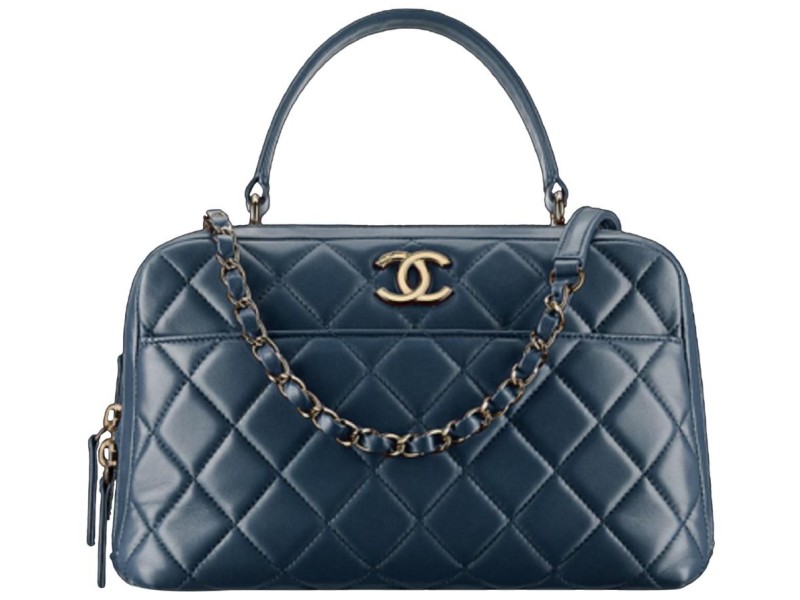 Chanel Blue Quilted Leather Large Trendy CC Bowler Bag Chanel