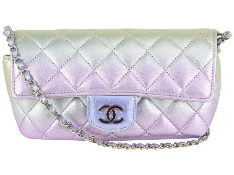 Chanel Iridescent Quilted Rectangular Crossbody Mini Sunglass Flap Bag 1213c1