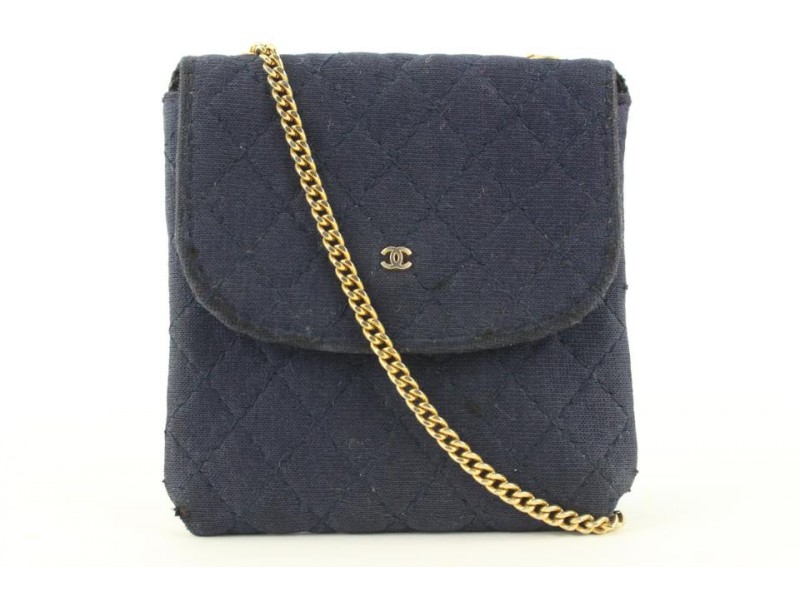 Chanel Micro Navy Quilted Mini Classic Chain Flap Bag 629ccs316