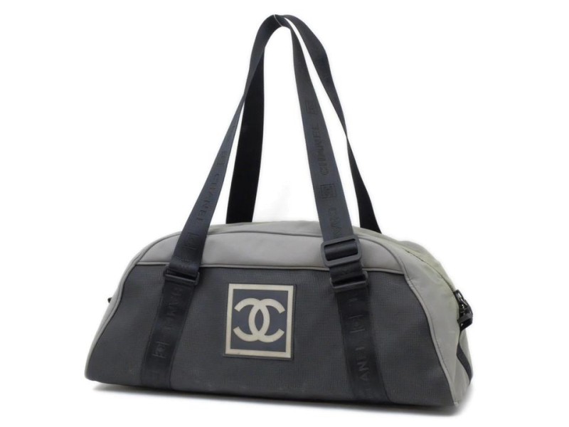 Chanel Duffle Cc Sports Logo Boston 235295 Black X Gray Nylon Rubber  Weekend/Travel Bag, Chanel