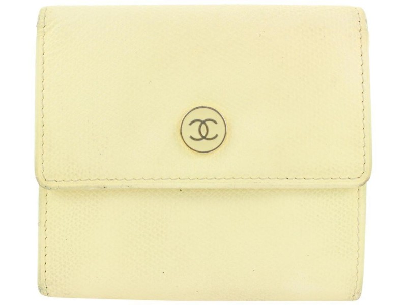 Chanel Ivory Leather CC Button Line Compact Wallet 57ccs115