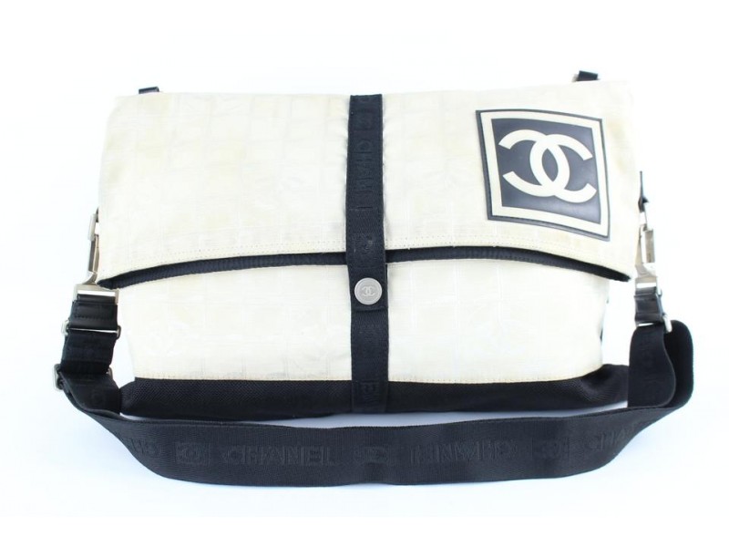 Chanel Messenger Large Sports Line Cc Logo 222344 White Canvas Cross Body  Bag