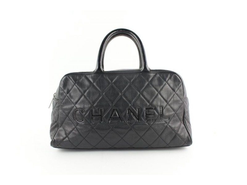 Chanel Duffle Quilted Caviar Jumbo Boston 224146 Black Leather Weekend/Travel  Bag, Chanel