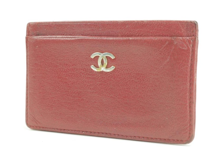 Chanel Card Case Red Leather CC Wallet Case 13CK0123
