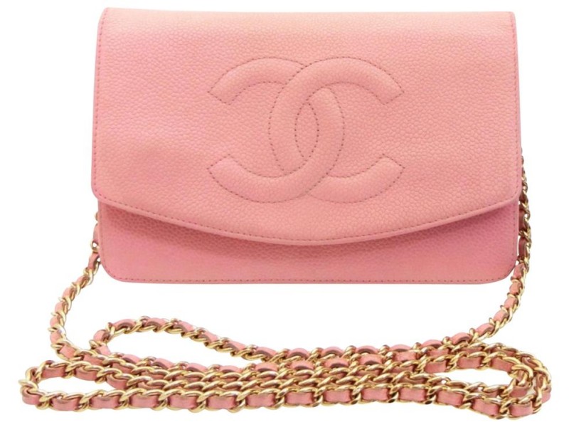 Chanel Wallet on Chain Cc Logo Flap 232272 Pink Caviar Leather Cross Body  Bag, Chanel