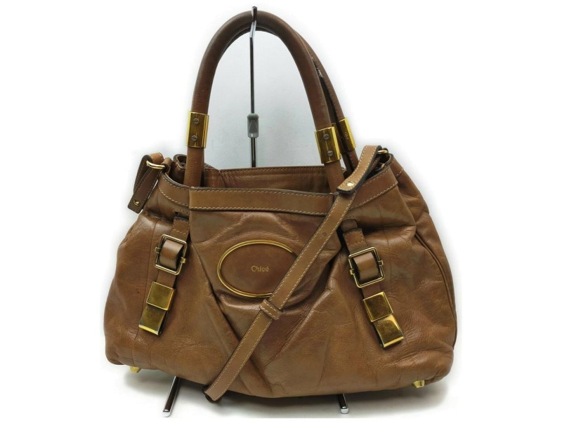 Chloé Brown Leather Victora 2way Tote Bag 862329