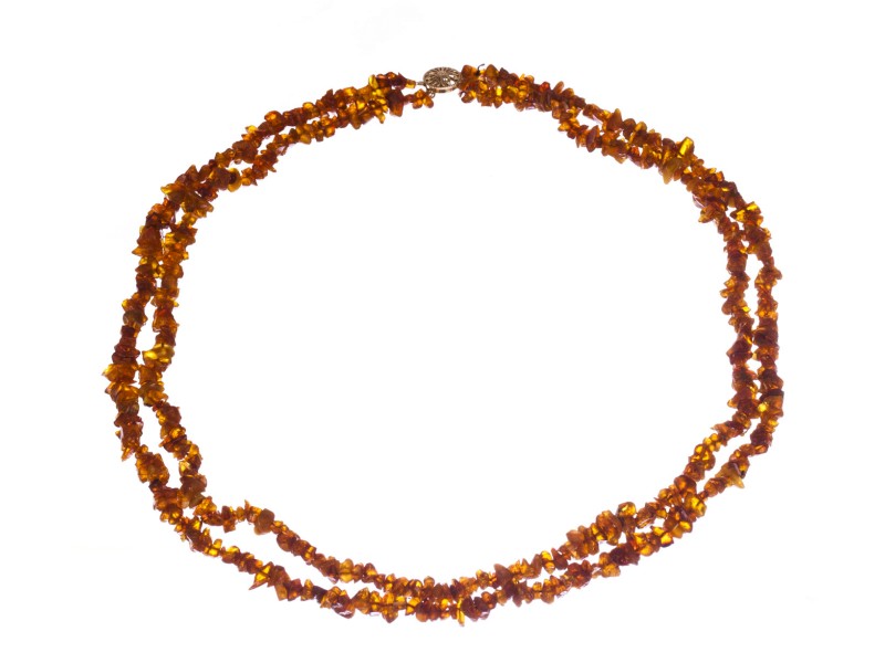 Double Strand Baltic Amber Chip Bead Necklace