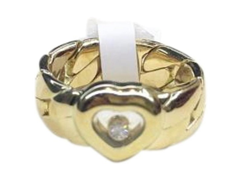 Chopard 18K Yellow Gold Happy Diamond 82/2501-20 Ring Size: 5.5  