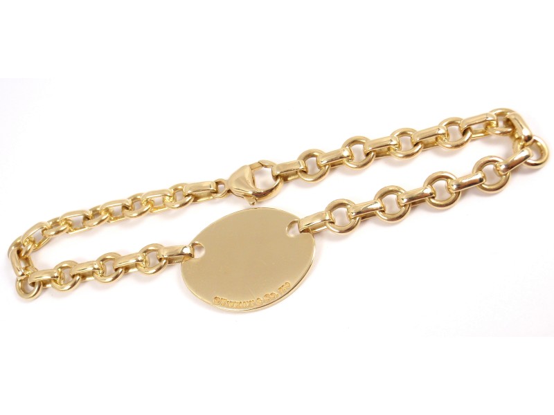 Tiffany & Co. 18K Yellow Gold Oval Tag Charm Bracelet