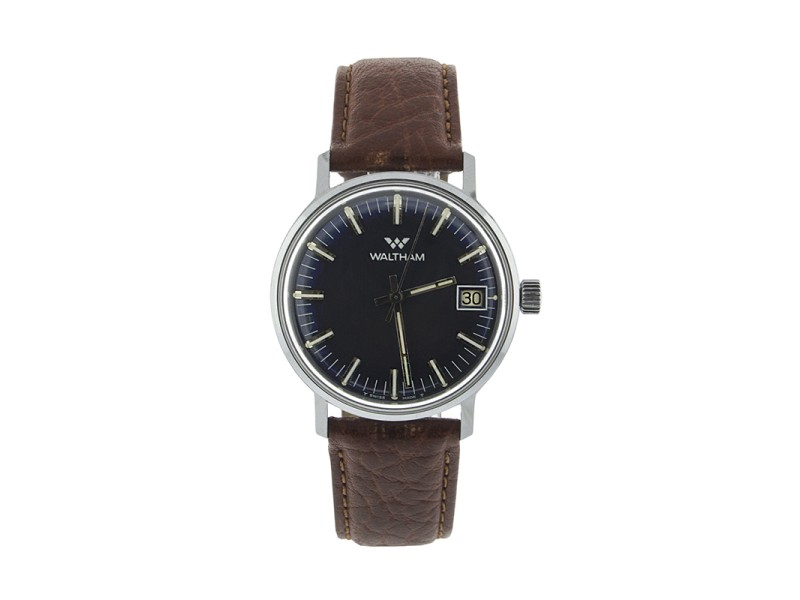 Waltham 1970 Date Blue Dial Steel Watch