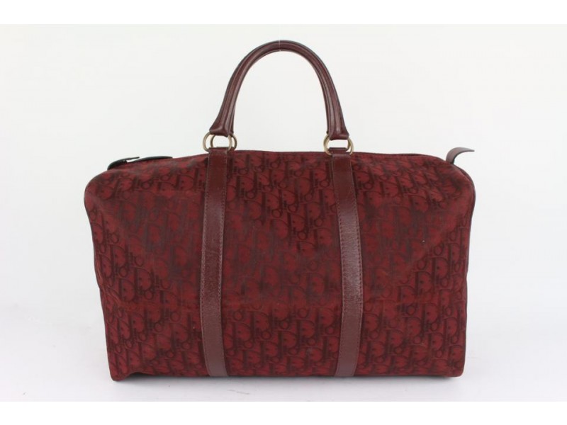 Dior Burgundy Bordeaux Monogram Trotter Boston Duffle Bag 1014d5