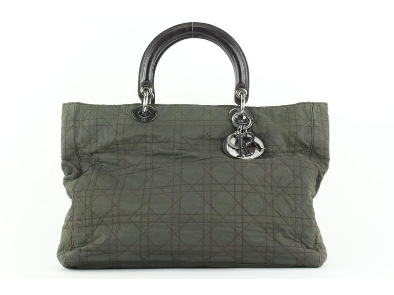 Dior Large Olive Green Quilted Cannage Lady Dior Shopper tote 905da413