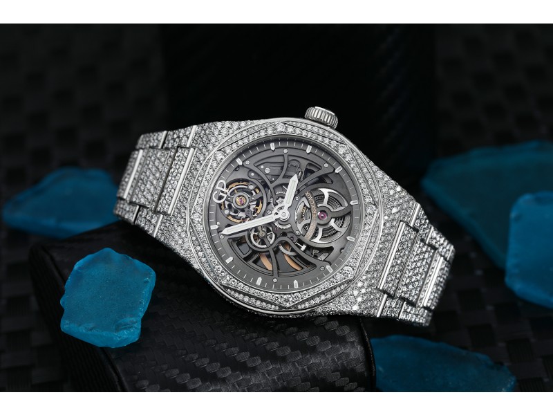 Girard-Perregaux Laureato Custom Full Diamond Stainless Steel Skeleton Watch