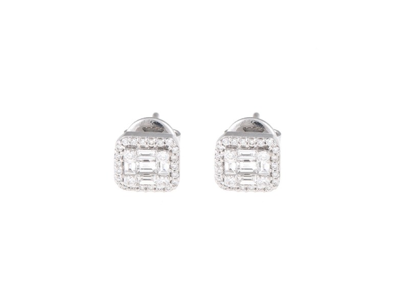 Mosaic Collection 18K White Gold Diamonds Earrings