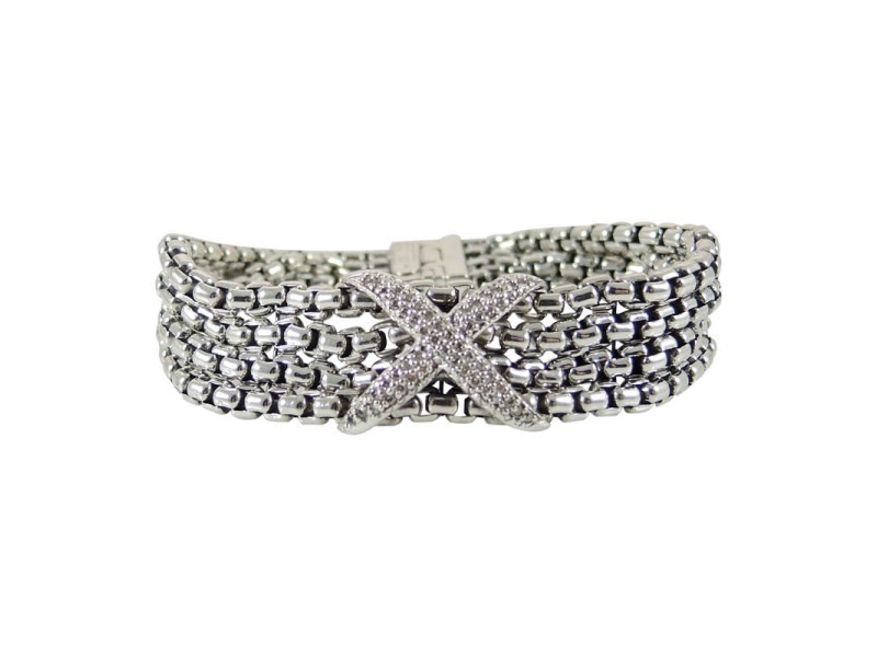 David Yurman Sterling Silver Chain Pave Diamond Bracelet
