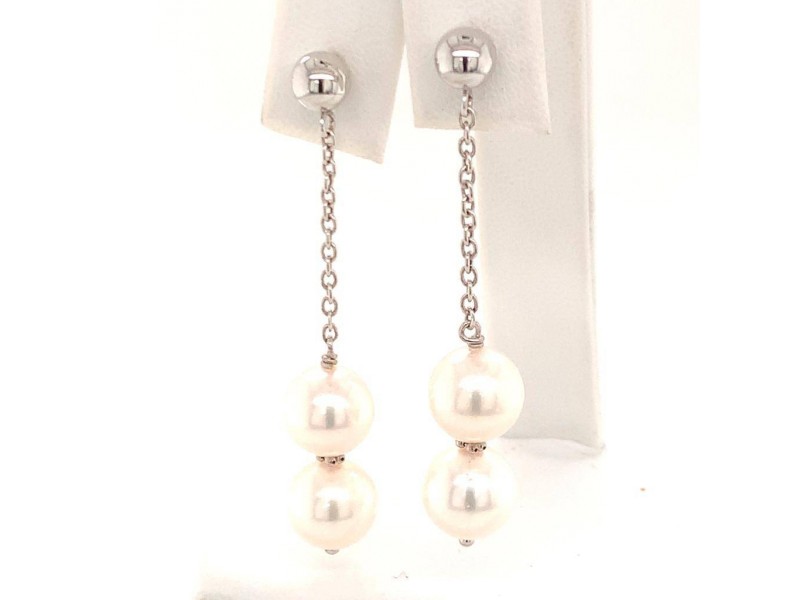 Akoya Pearl Earrings 14 KT Gold 8.30 mm Certified $999  