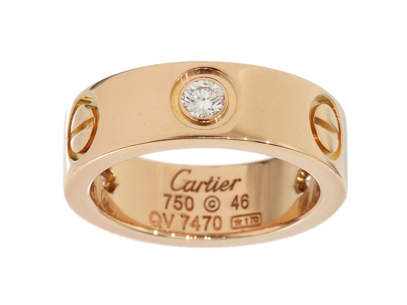 Cartier 18K Pink Gold Half Diamonds Love Ring Size 3.75