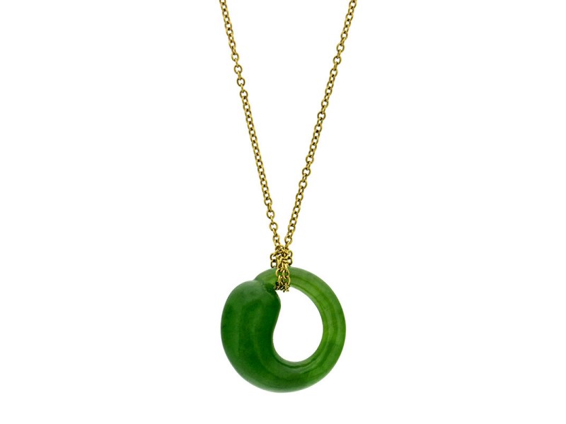 Tiffany & Co. 18k Yellow Gold Infinity Jade Necklace