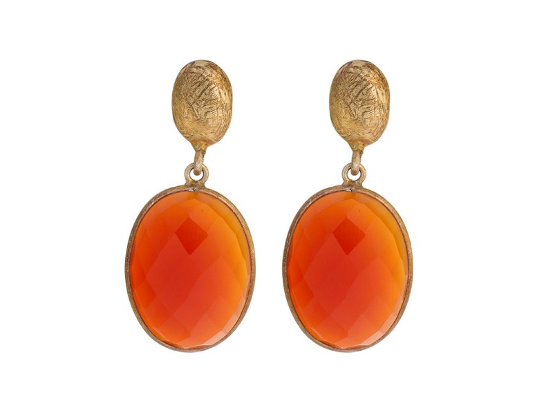Orange Carnelian Gold Plated Sterling Silver Earring