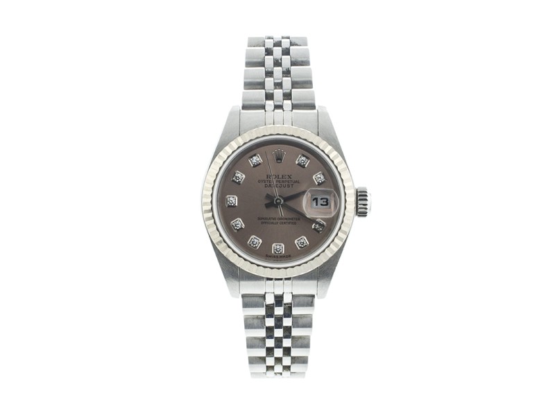 Rolex Ladies Stainless Steel DateJust Factory Diamond Dial Watch