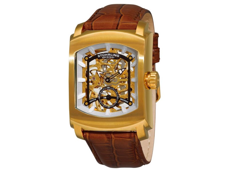 Stuhrling Midtown Banker 317.3335K31 Gold-Tone Stainless Steel & Leather 39mm Watch