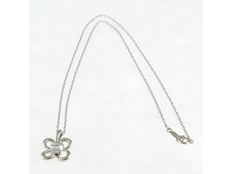 MIKIMOTO 18K white Gold topaz Flower Necklace 
