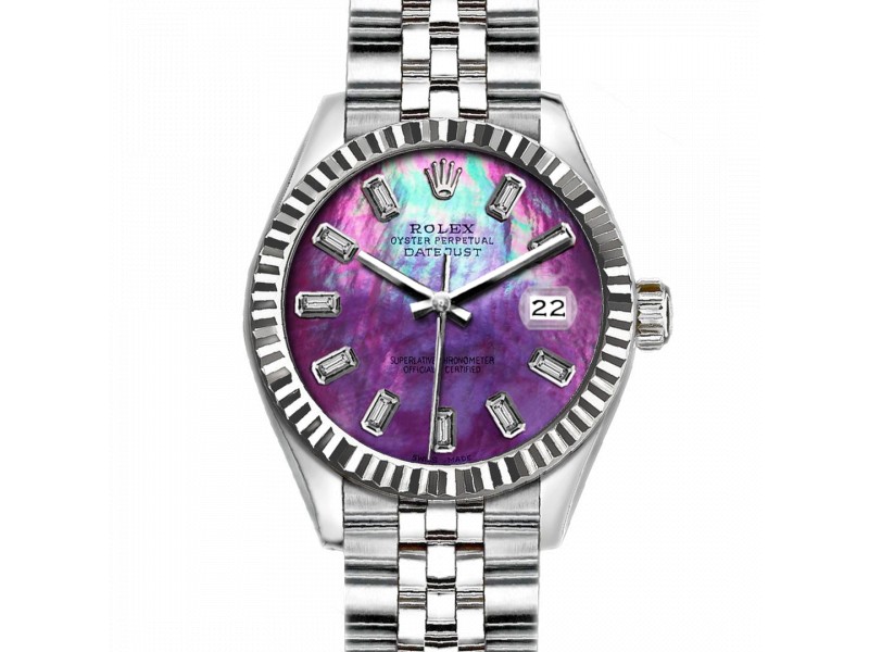 Rolex Datejust Stainless Steel with Purple MOP Dial 36mm Mens Watch 