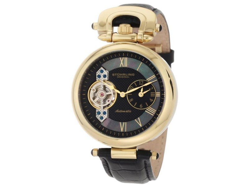 Stuhrling The Emperor 127.33351 23K Yellow Gold & Leather 41mm Watch