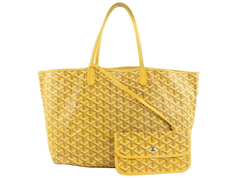 Goyard Yellow Chevron St Louis PM Tote Bag with Pouch 229gy55