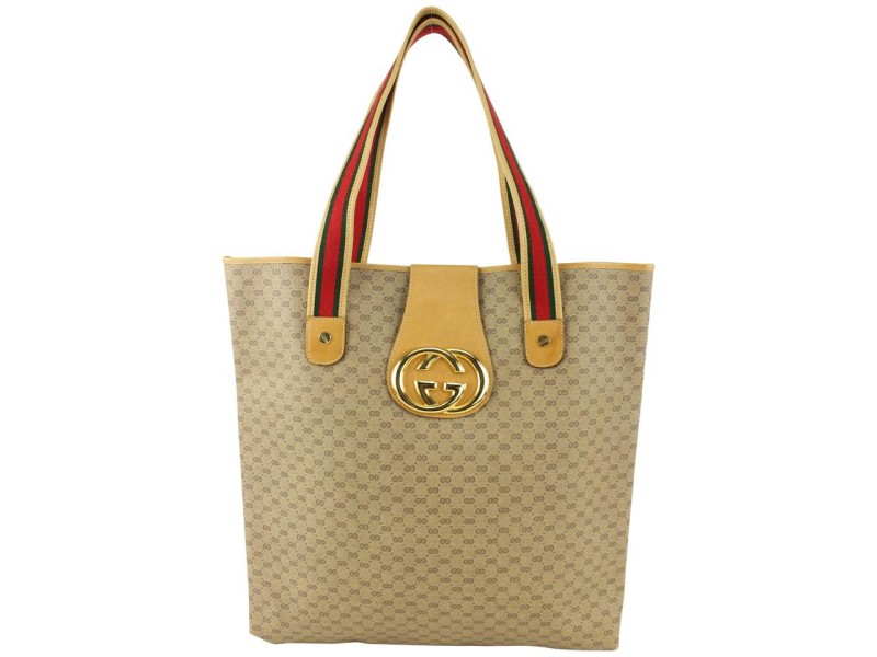 Gucci Micro GG Monogram Web Handle Shopper Tote Bag 930g22