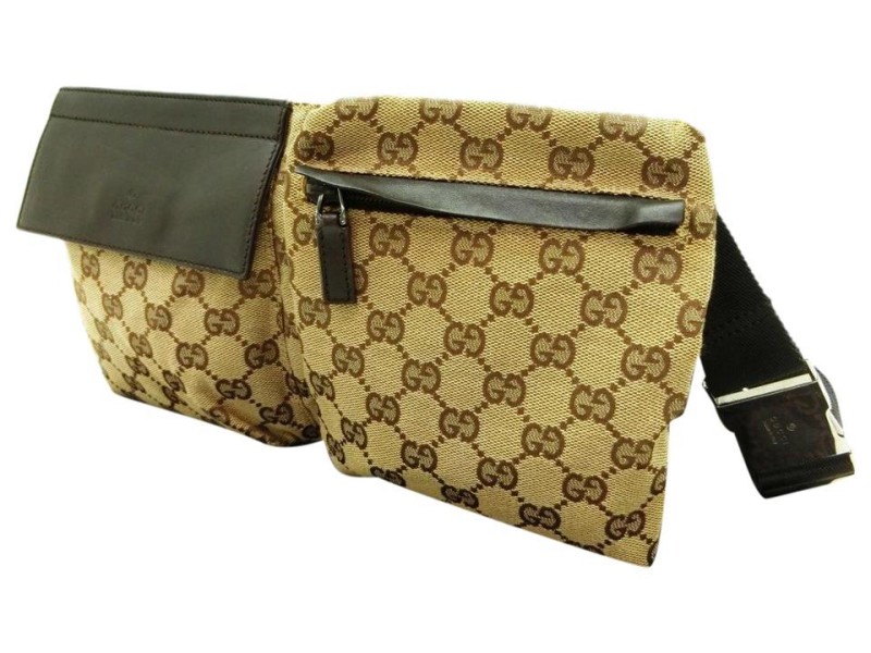 Gucci Brown Monogram GG Belt Bag Fanny Pack Waist Pouch 134gks429