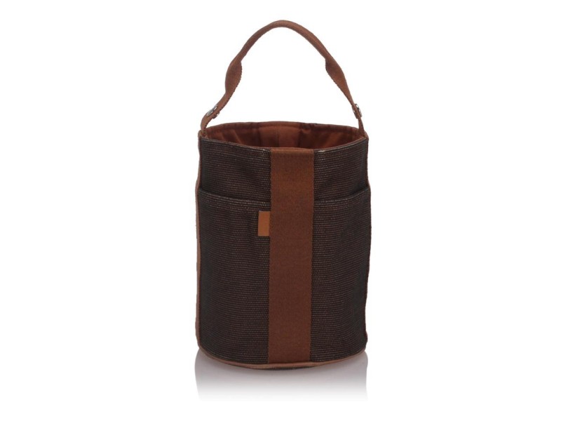 Hermès Brown Toile Saxo MM Bucket Tote Bag 862019