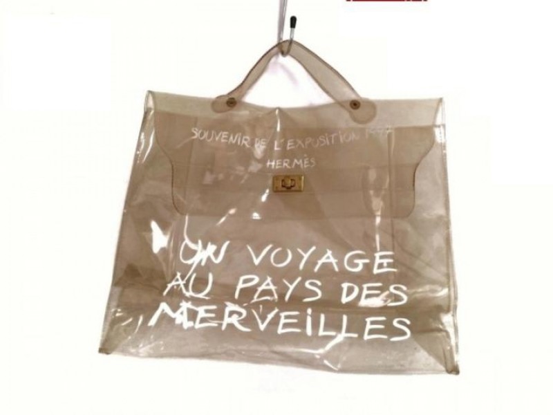 Hermès Kelly Souvenir 1997 229695 Clear X White Vinyl Satchel