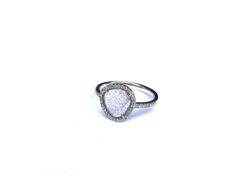 18K White Gold Natural Diamond Slice Ring 