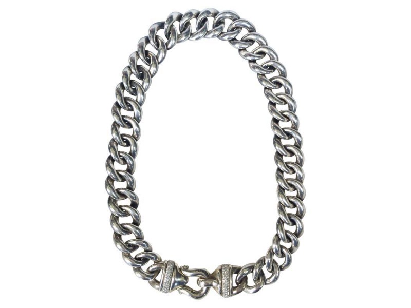 David Yurman Sterling Silver & Diamonds Chain Necklace