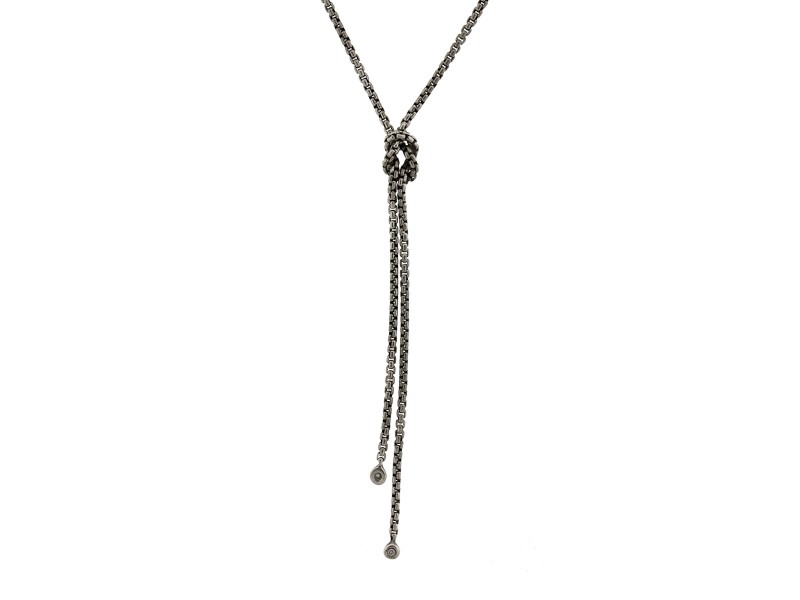 Daivd Yurman Silver Knot Necklace with Diamonds